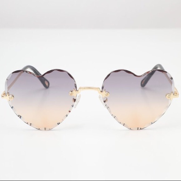 NEW Rimless Beveled Heart Shape Crystal Sunglasses - Picture 7 of 12